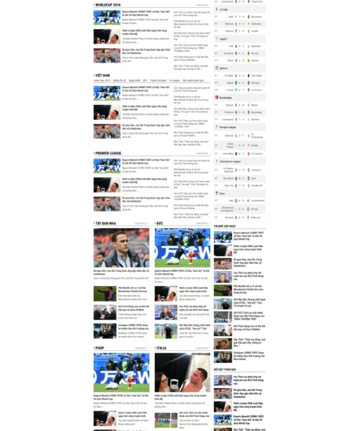 Mẫu website bóng đá